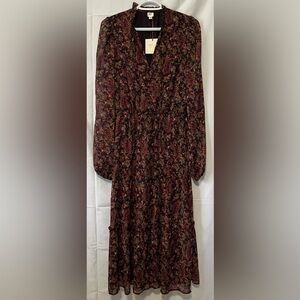 Autres Filles Dress Women’s‎ S Paisley Long Sleeve Tiered Skirt Sash Waist